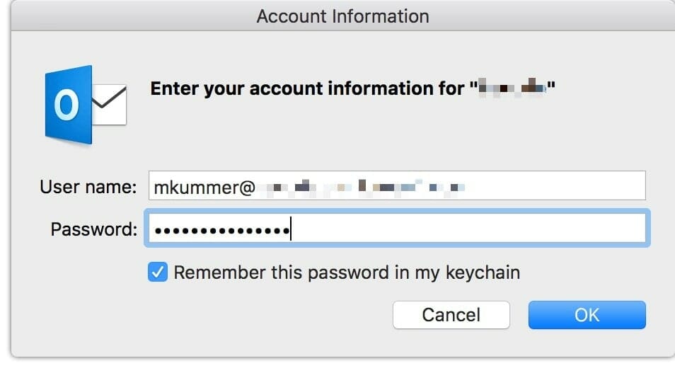 change password in outlook for mac 2011